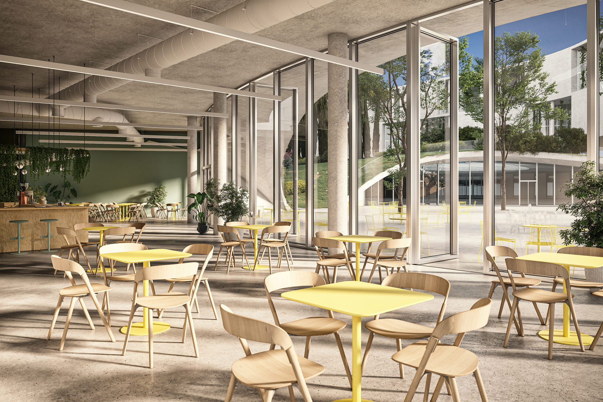 Student Housing visualization of interior dinning hall in cyprus university