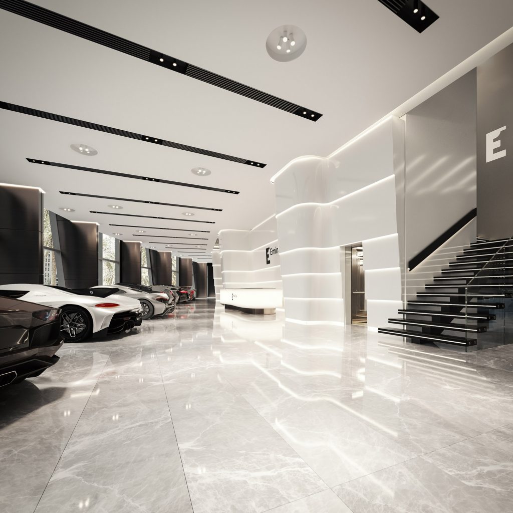 visualization of white modern carshow