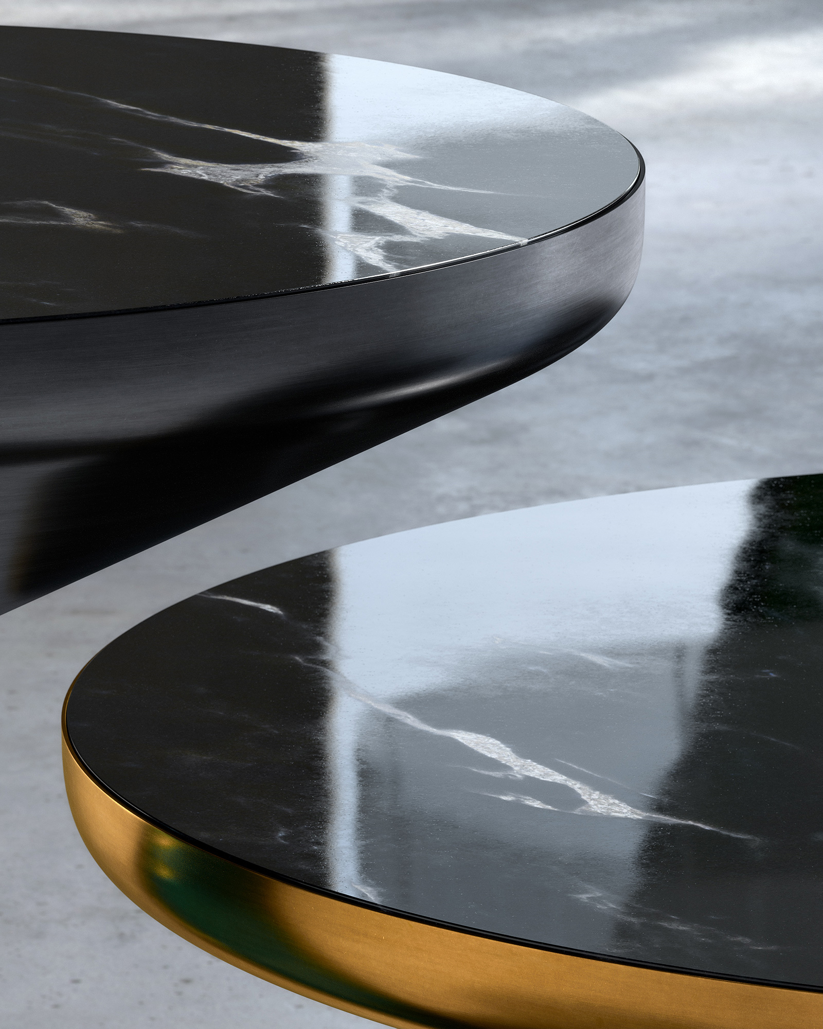 borgogna product minimalistic 3d visualization detail of black marble tables