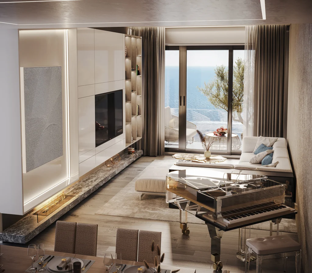 interior visualization of modern apartment in dubai