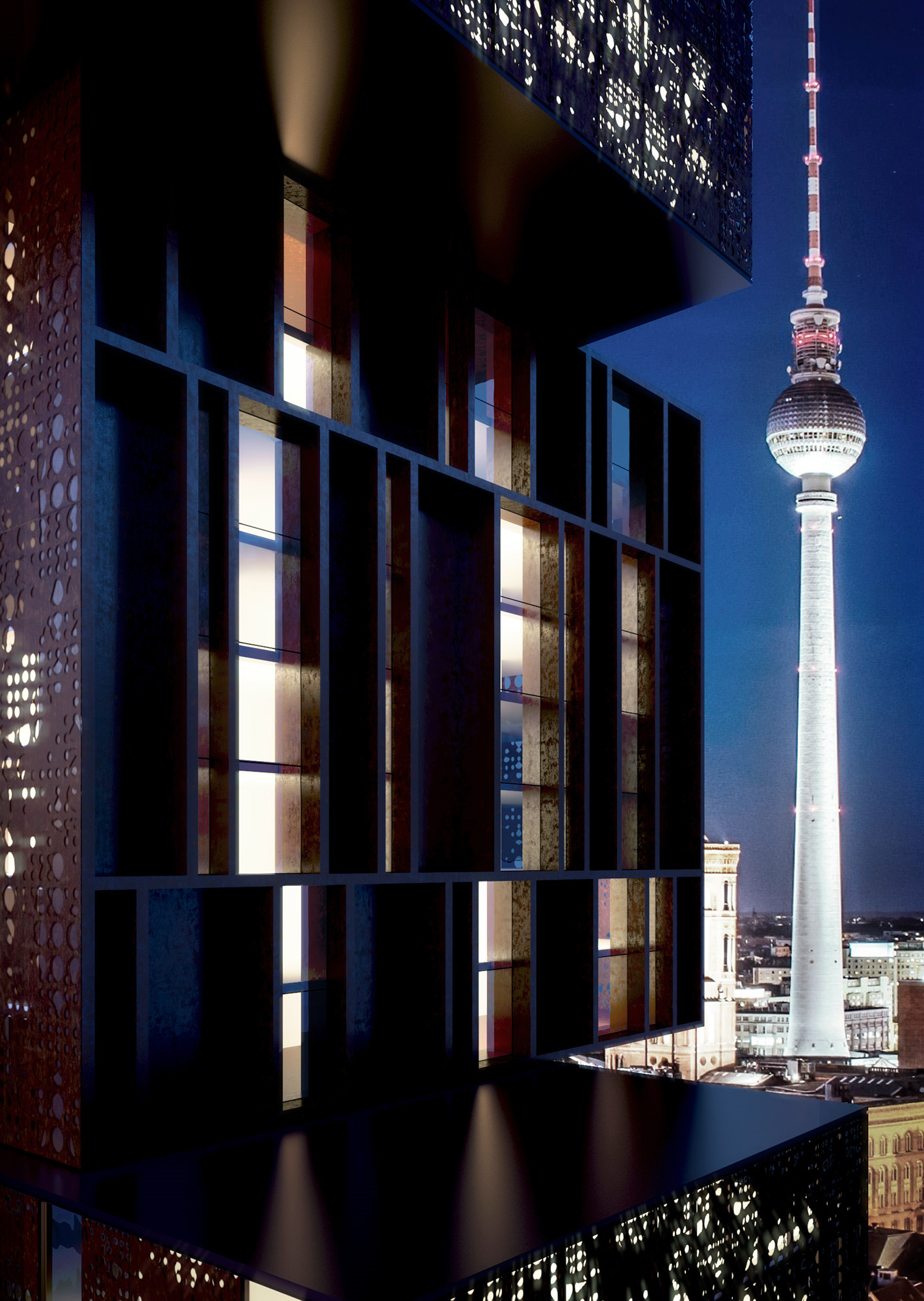 Real Estate 3D Visualization of kaleidoscope hotel in berlin by ferminnan and spagnoletta high-end architectural visualization