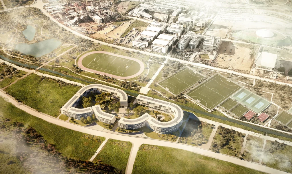 Student Housing 3d product visualization of bird's eye cyprus university campus